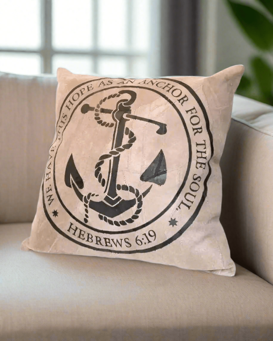 Hope Anchor Recycled Leather Pillow | Throw Pillows | 2