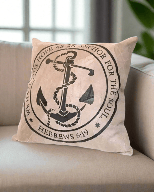 Hope Anchor Recycled Leather Pillow | Throw Pillows | 2