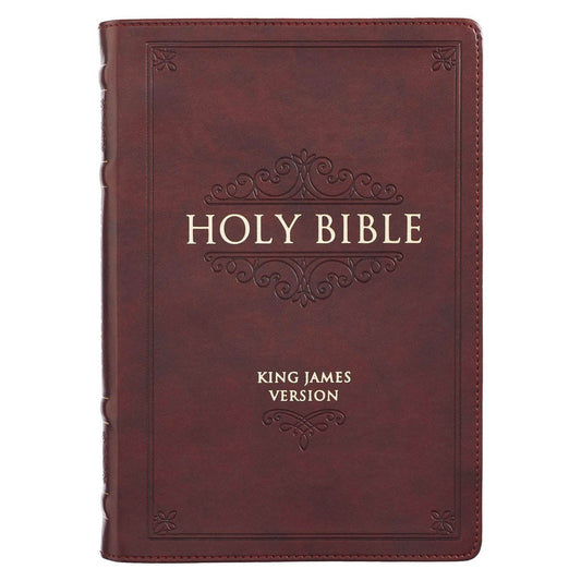 Burgundy Faux Leather Large Print Thinline King James Version Bible with Thumb Index | Bibles | 2