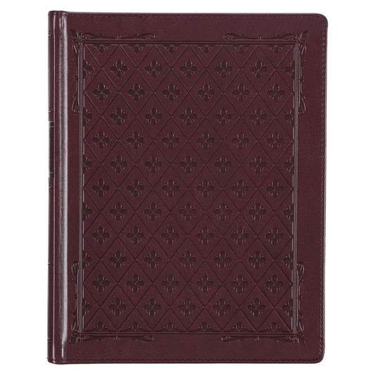 Burgundy Diamond Grid Faux Leather Hardcover Large Print King James Version Note - taking Bible | Bibles | 2