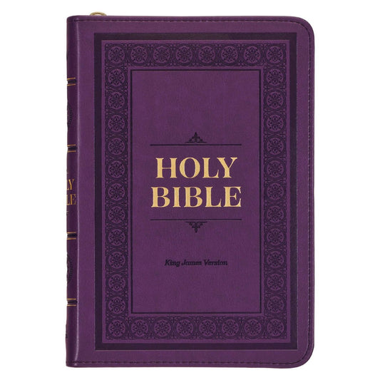 Iris Purple Faux Leather Compact King James Version Bible with Zippered Closure | Bibles | 2