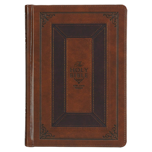 Toffee and Burgundy Faux Leather Hardcover King James Version Study Bible with Thumb Index | Bibles | 2