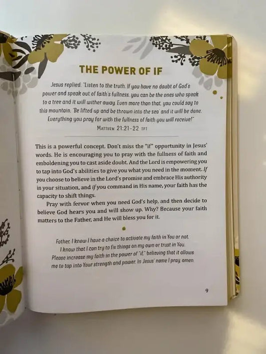 A Mustard Seed of Faith Devotional - Devotionals open book page floral design