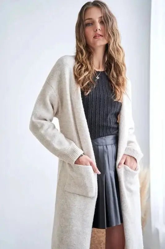 ADORA 2tone Sweater Open Cardigan - Cardigans