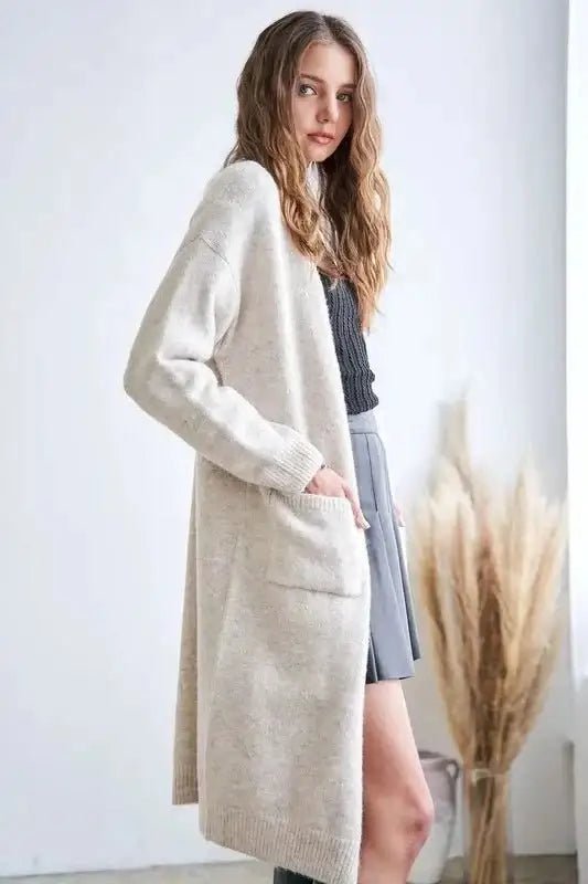 ADORA 2tone Sweater Open Cardigan - Cardigans