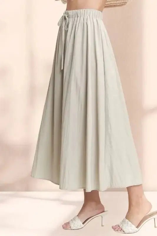 ADORA Drawstring Waist Crinkle Maxi Skirt - Skirts