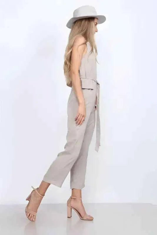 Almond Capri Woven Jumpsuit