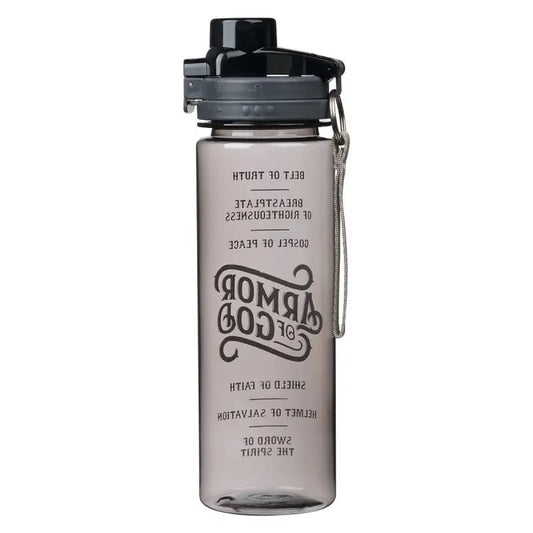 Armor of God Plastic Water Bottle in Black - Ephesians 6:10-18 - Water Bottles