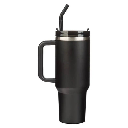 Be Strong in the Lord Black 40 Oz Tumbler with Reusable Straw - Stainless Steel Mugs