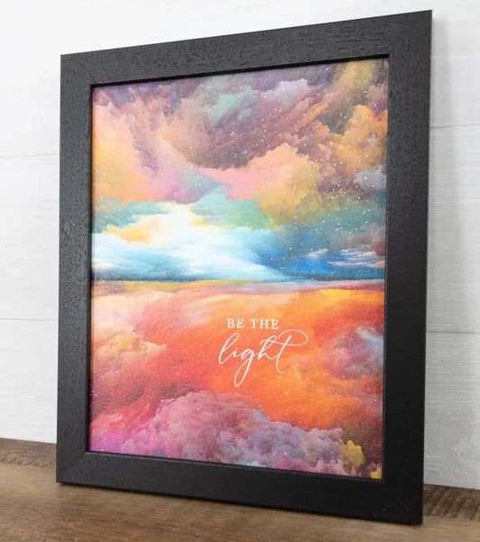 Be The Light Inspirational Color Art Sign Picture - Black Frame - Shelf & Wall Art