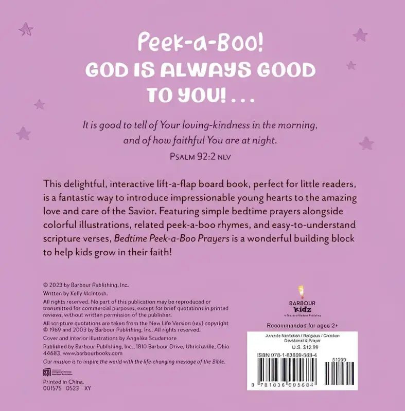 Bedtime Peek-A-Boo Prayers Board Book - Kids Books children’s bedtime prayer book