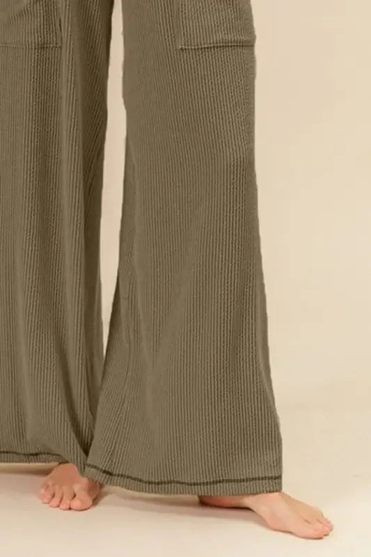 BiBi 2tone Cord Rib Waist Band Side Pocket Pants - Pajamas