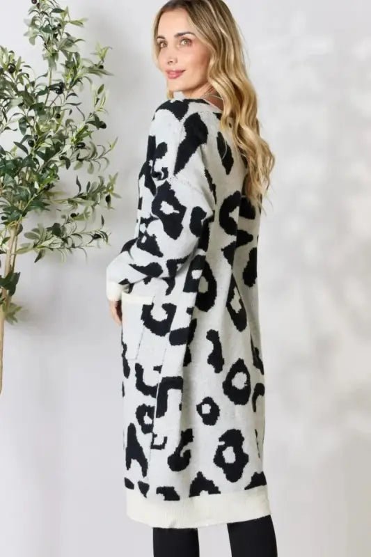BiBi Leopard Open Front Cardigan - Cardigans