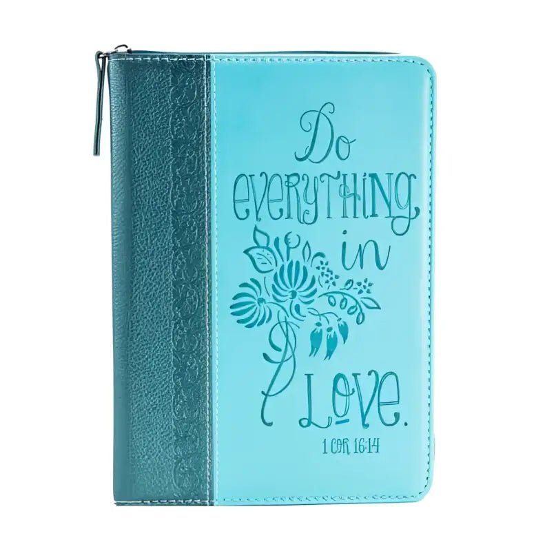 Bible Journal - Teal Floral 1 Cor. 16:14 - Journals teal zippered bible cover