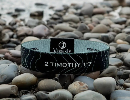 Black Topography - 2 Timothy 1:7 Wristband - X-Small - Wristbands