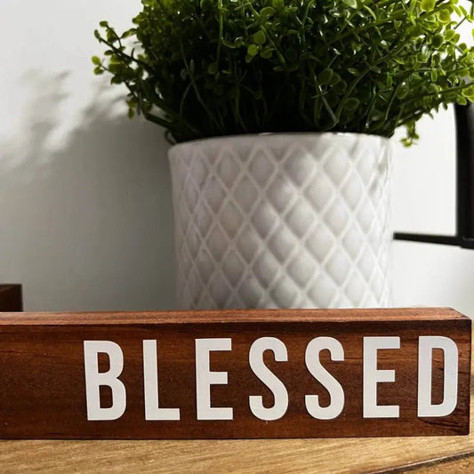 Block Blessed Wood Cross - Gray - Large / Gray - Wooden Crosses wooden blessed sign
