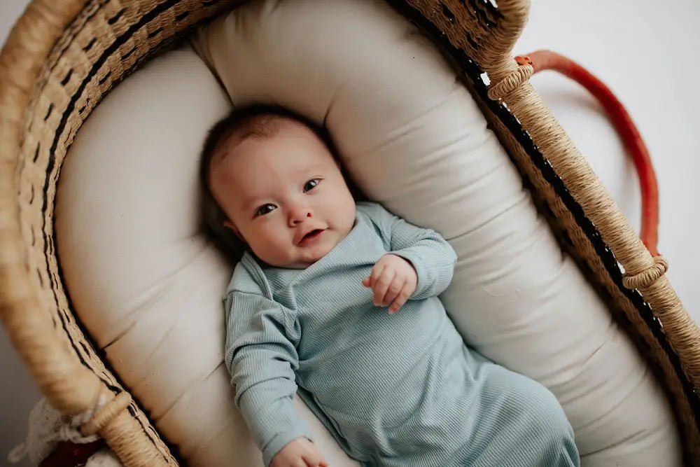 Blue Bird Ribbed Knotted Newborn Gown by Three Little Tots - Boys Onesies