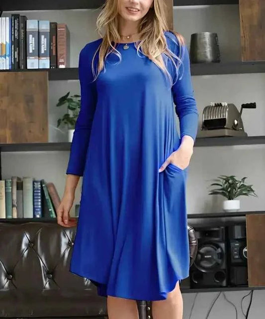 Blue Signature Dress with Side-pockets