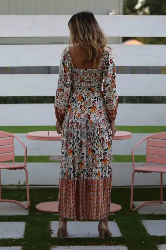Callie Bohemian Floral Print Maxi Dress - Dresses floral print maxi dress