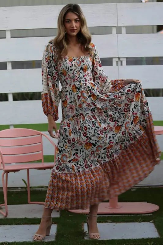 Callie Bohemian Floral Print Maxi Dress - Small - Dresses floral print maxi dress