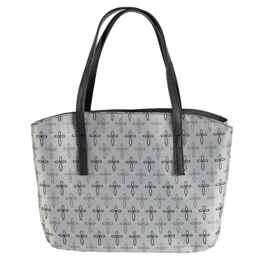 Crosses Jacquard Wedge Shaped Bible Cover (Large) - Bible Covers gray tote bag cross pattern
