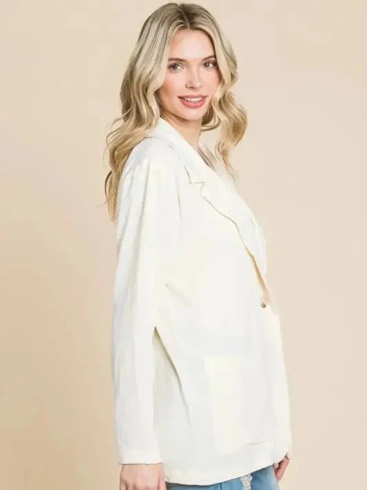 Culture Code One Button Long Sleeve Blazer with Pockets - Blazers