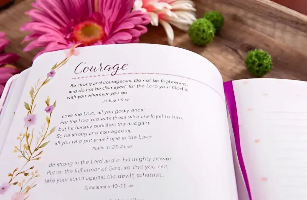 Delight Yourself in the Lord Faux Leather Journal - Journals open book floral design