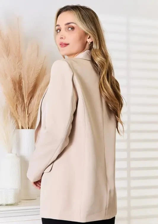 Devine Shawl Collar Long Sleeve Blazer - Blazers