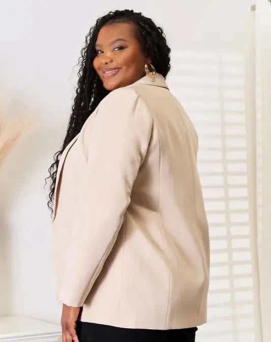 Devine Shawl Collar Long Sleeve Blazer - Blazers