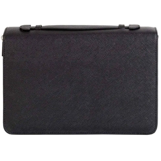 Dicksons Believe Floral Bible Cover with Handle - Bible Covers black textured leather clutch handle