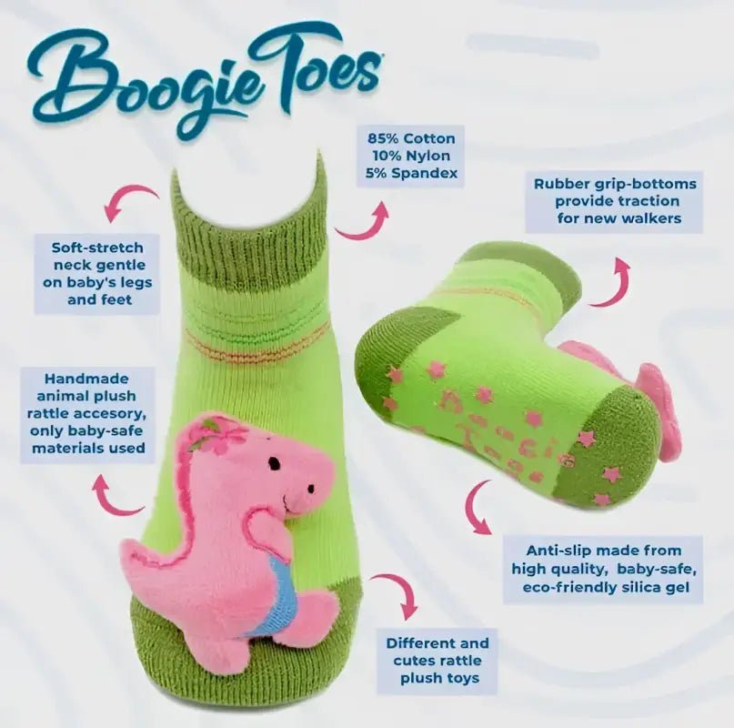 Doggie Boogie Toes Rattle Socks - 0-1 - Baby Socks green baby socks pink dinosaur