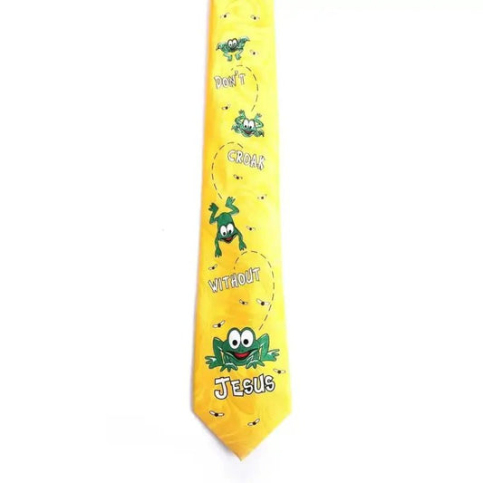Don’t Croak Without Jesus Men’s Christian Yellow Tie – Bold Neckwear - Neckties
