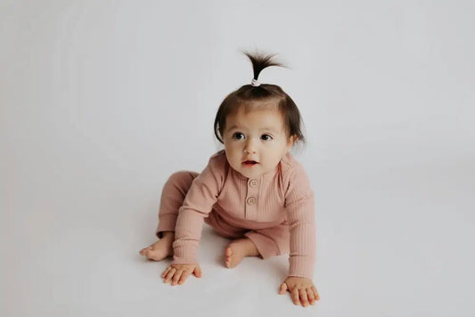 Dusty Rose Pink Baby Ribbed Playsuit with pockets by Three Little Tots - Toddler Pajamas