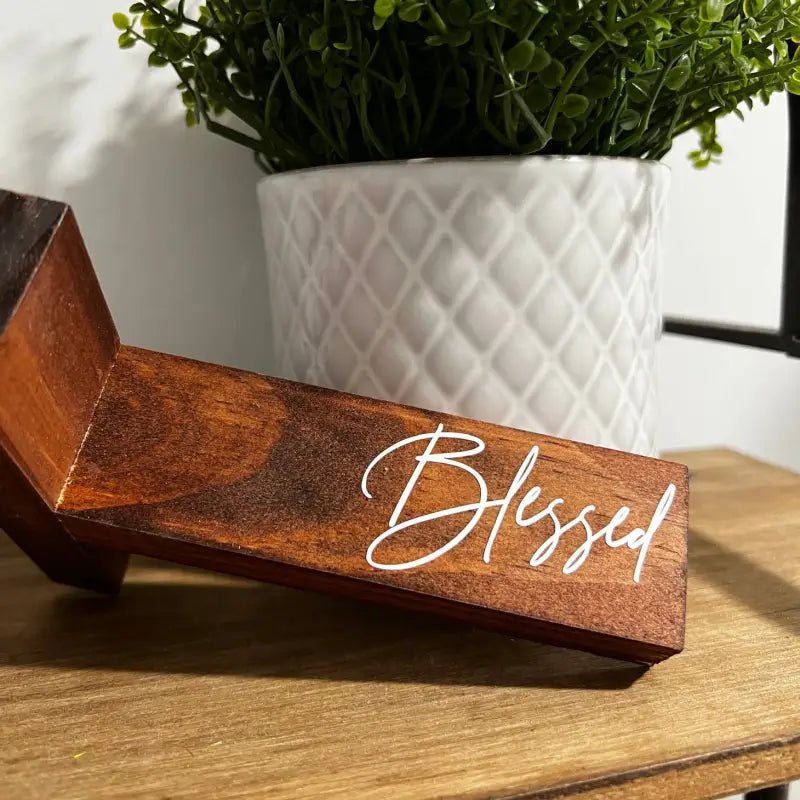 Faith-Inspired “Blessed” Wooden Cross – Brown Decor - Large / Brown - Wooden Crosses wooden block blessed inscription