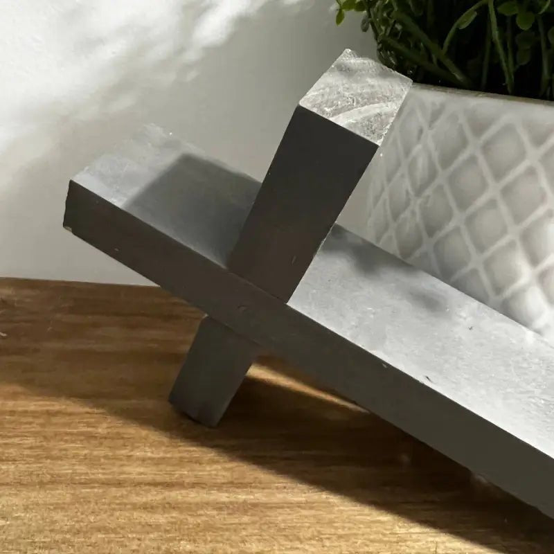 Faith-Inspired “Faith” Wooden Cross – Gray Decor - Large - Wooden Crosses gray concrete x-shaped stand