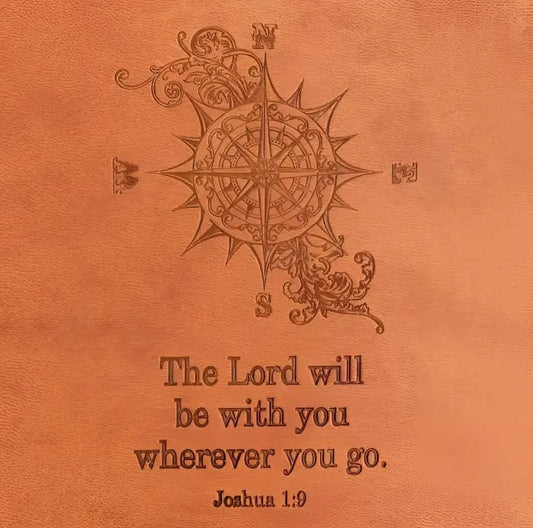 Faux Leather Brown Compass Journal - Journals engraved compass rose inspirational quote