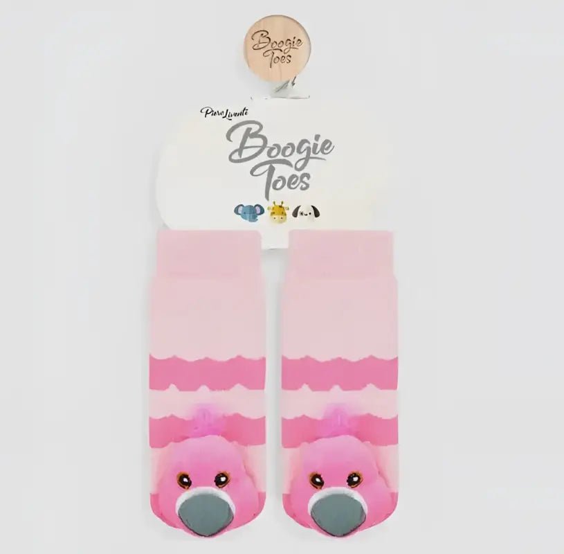 Flamingoes Boogie Toes Rattle Socks - 0-1 - Baby Socks pink flamingo baby socks