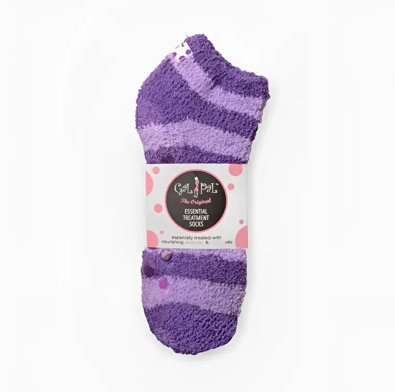 Gal Pal Spa Treatment Socks - Purple - Women’s Socks purple lavender striped fuzzy socks