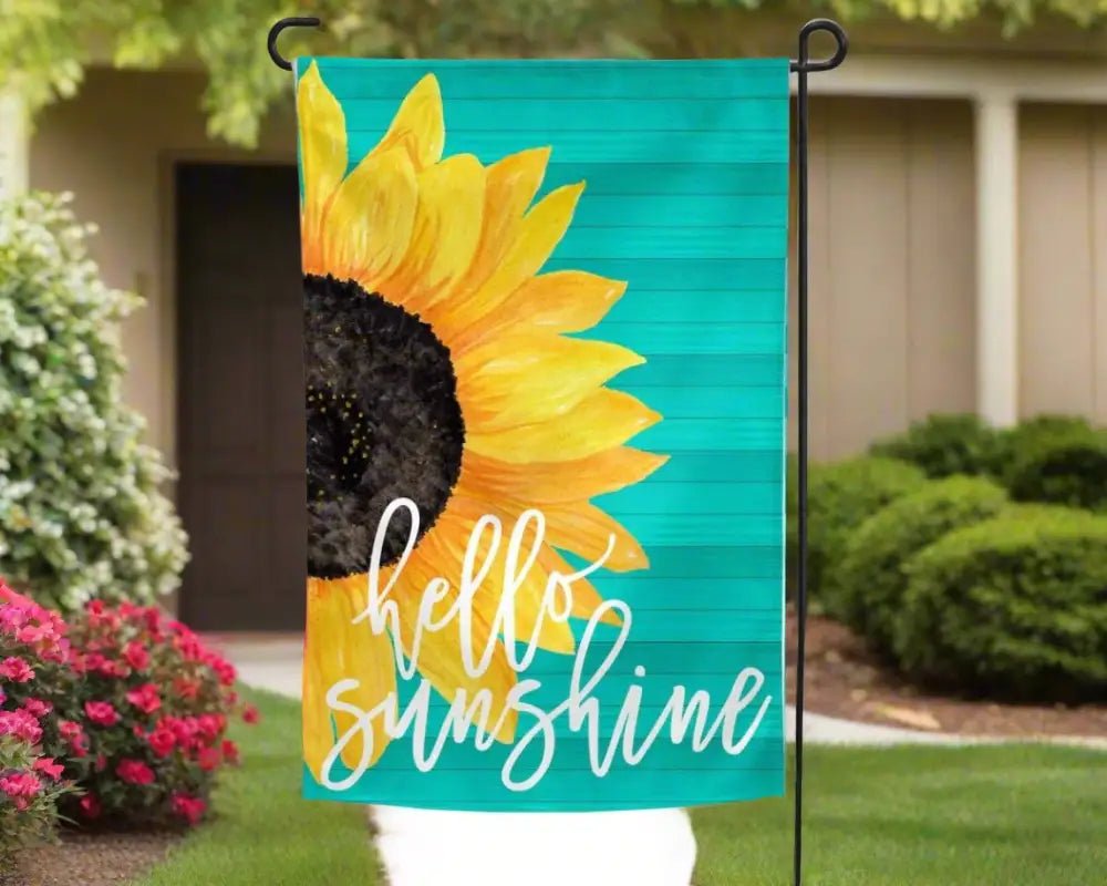 Garden Flag - Hello Sunshine Green - Yard Flags sunflower garden flag