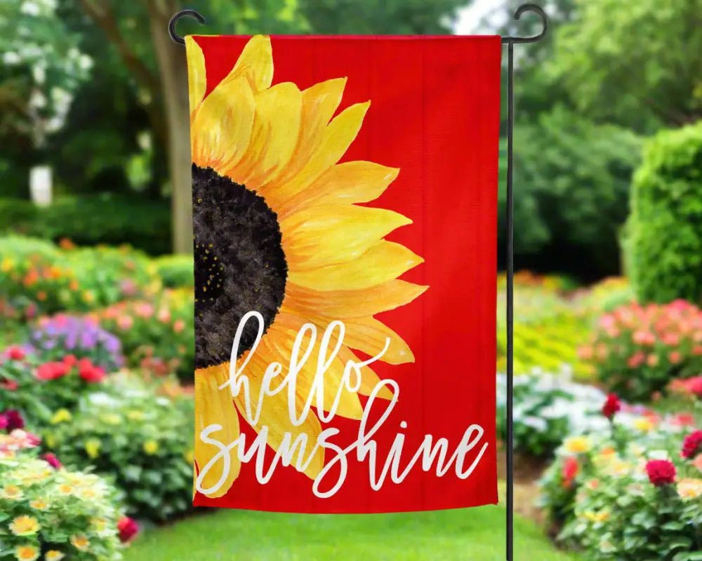 Garden Flag - Hello Sunshine Red - Yard Flags sunflower garden flag