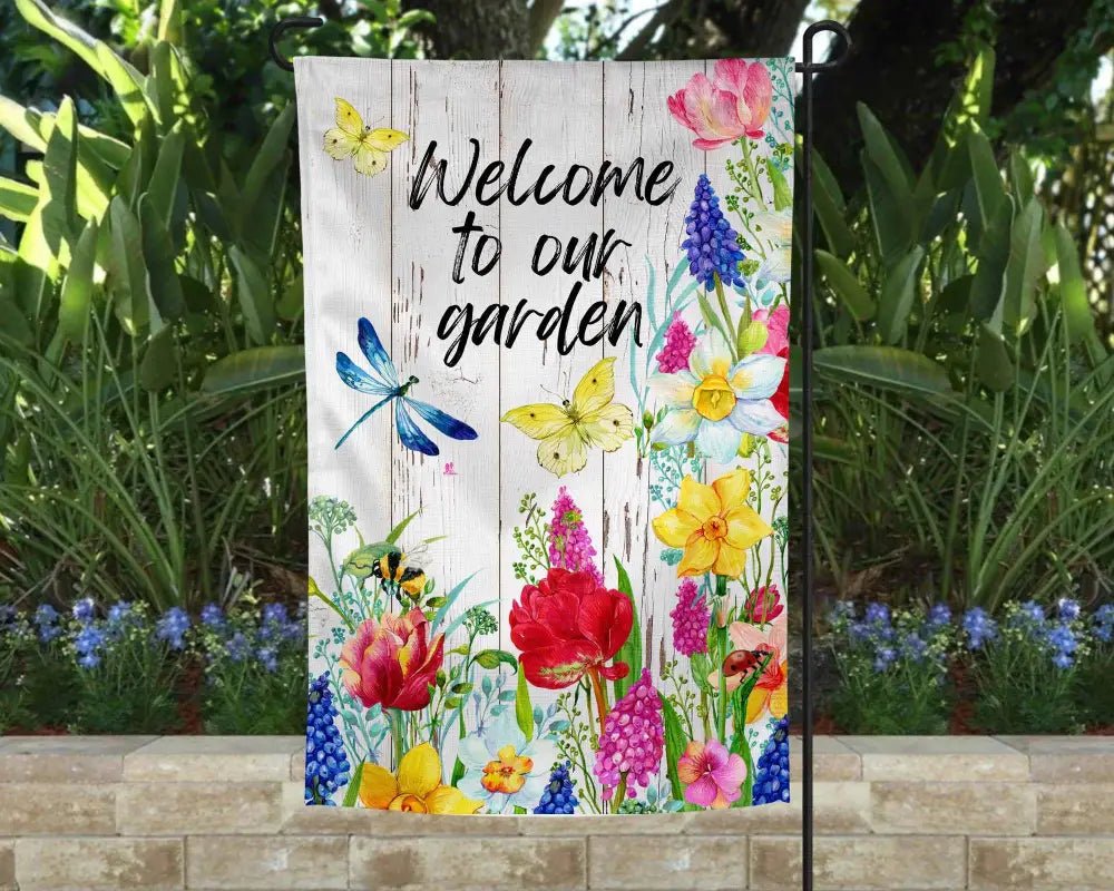 Garden Flag - Welcome to Our Garden - Yard Flags floral garden flag