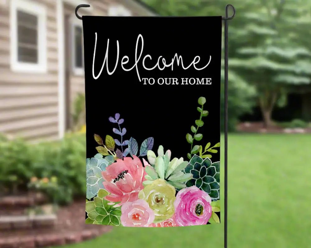Garden Flag - Welcome to Our Home Succulents - Yard Flags floral garden flag
