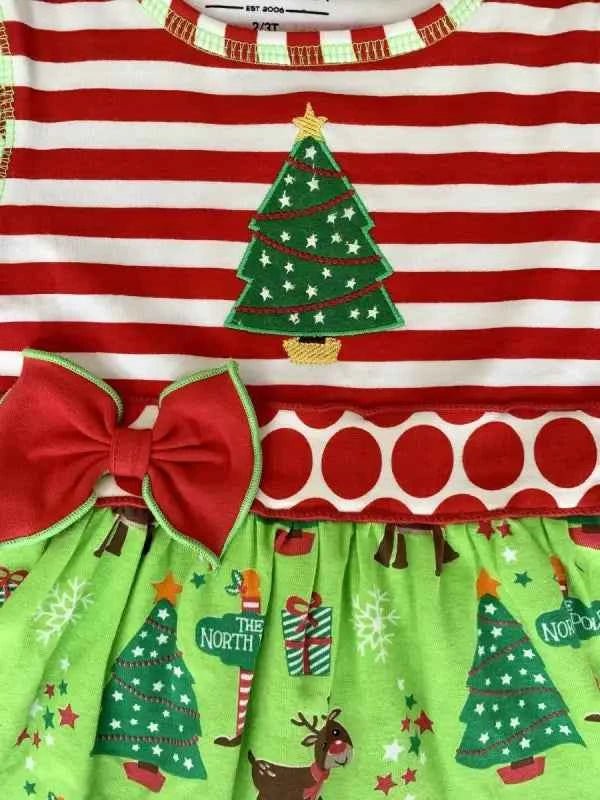 Girls Christmas Holiday Dress & Polka Dot Leggings