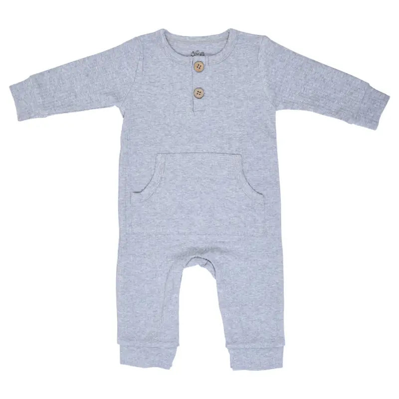 Gray Baby Ribbed Playsuit with pockets by Three Little Tots - Toddler Pajamas