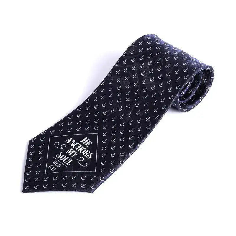 He Anchors My Soul Navy Blue Faith-Inspired Men’s Christian Tie - Neckties