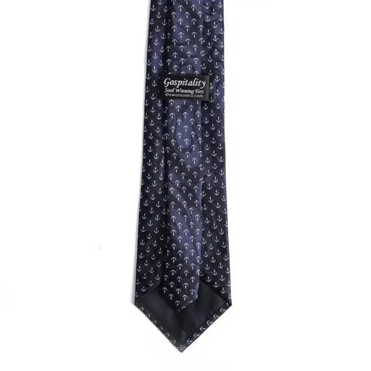 He Anchors My Soul Navy Blue Faith-Inspired Men’s Christian Tie - Neckties