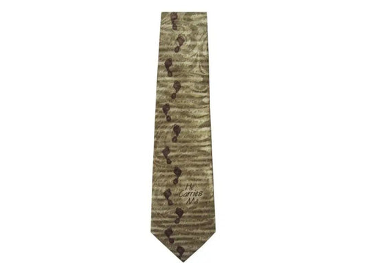 He Carries Me Polyester Tie - Neckties footprint-patterned necktie