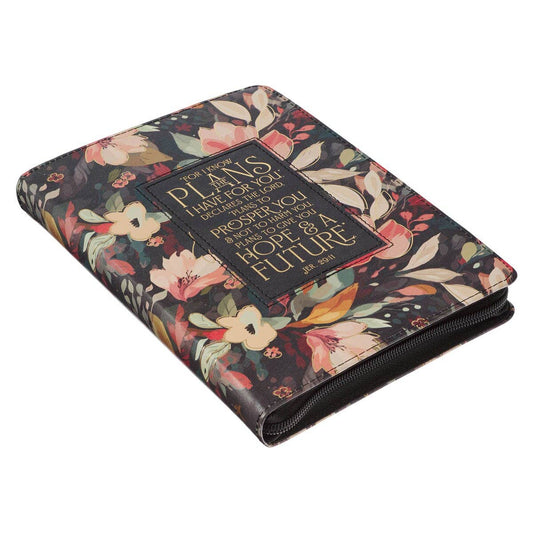 Hope and a Future Midnight Botanical Faux Leather Journal with Zipper Closure | Journals | 2