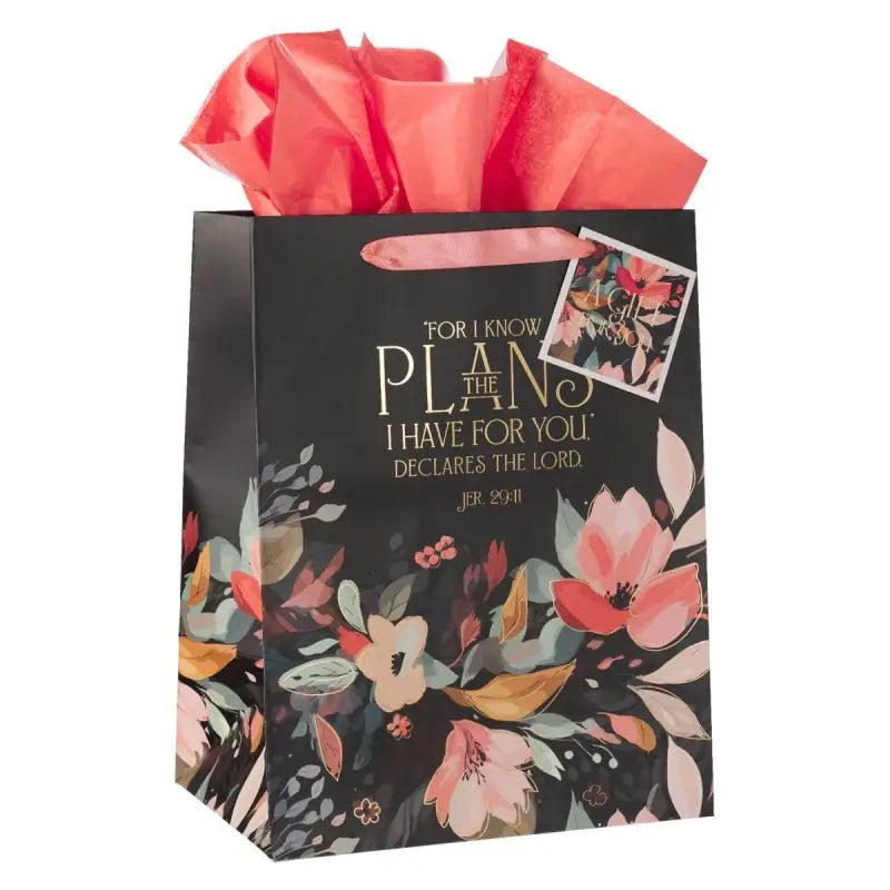 Hope and a Future Midnight Botanical Large Portrait Gift Bag - Jeremiah 29:11 - Gift Bags