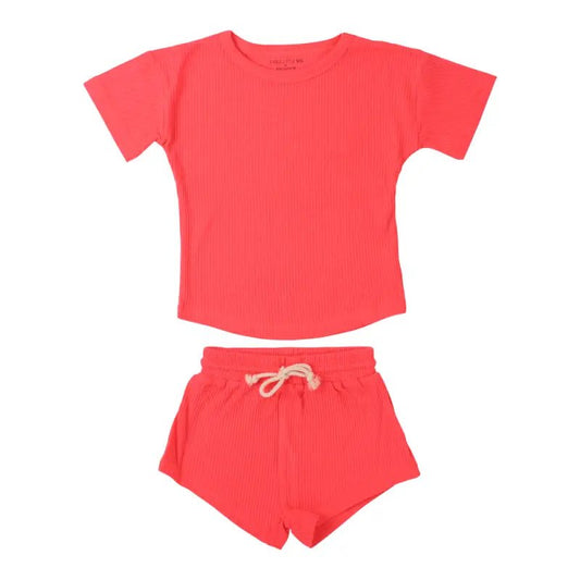 Hot Pink Summer Waffle Set by Three Little Tots - Toddler Pajamas